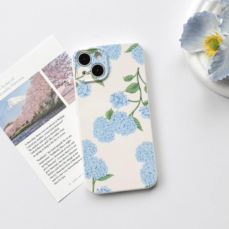 iPhone 13 Case Cute Flower Floral Hydrangea-Blue