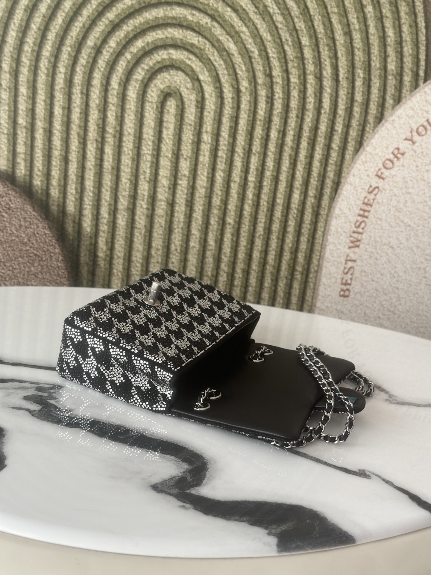 Limited Edition Black Strass Crystal Quilted Mini Classic Flap Bag with Silver-Tone Hardware - Mocuir