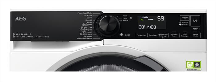 AEG - Lavatrice LR8H114BY 11 Kg Classe A-Bianco/oblò nero