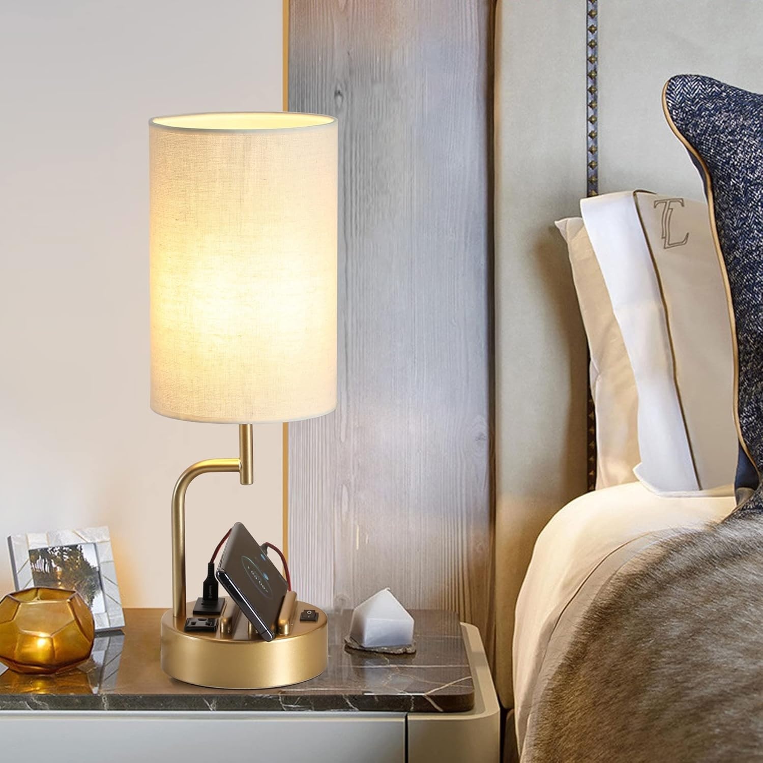 Table Lamp with 3 USB Charging Ports