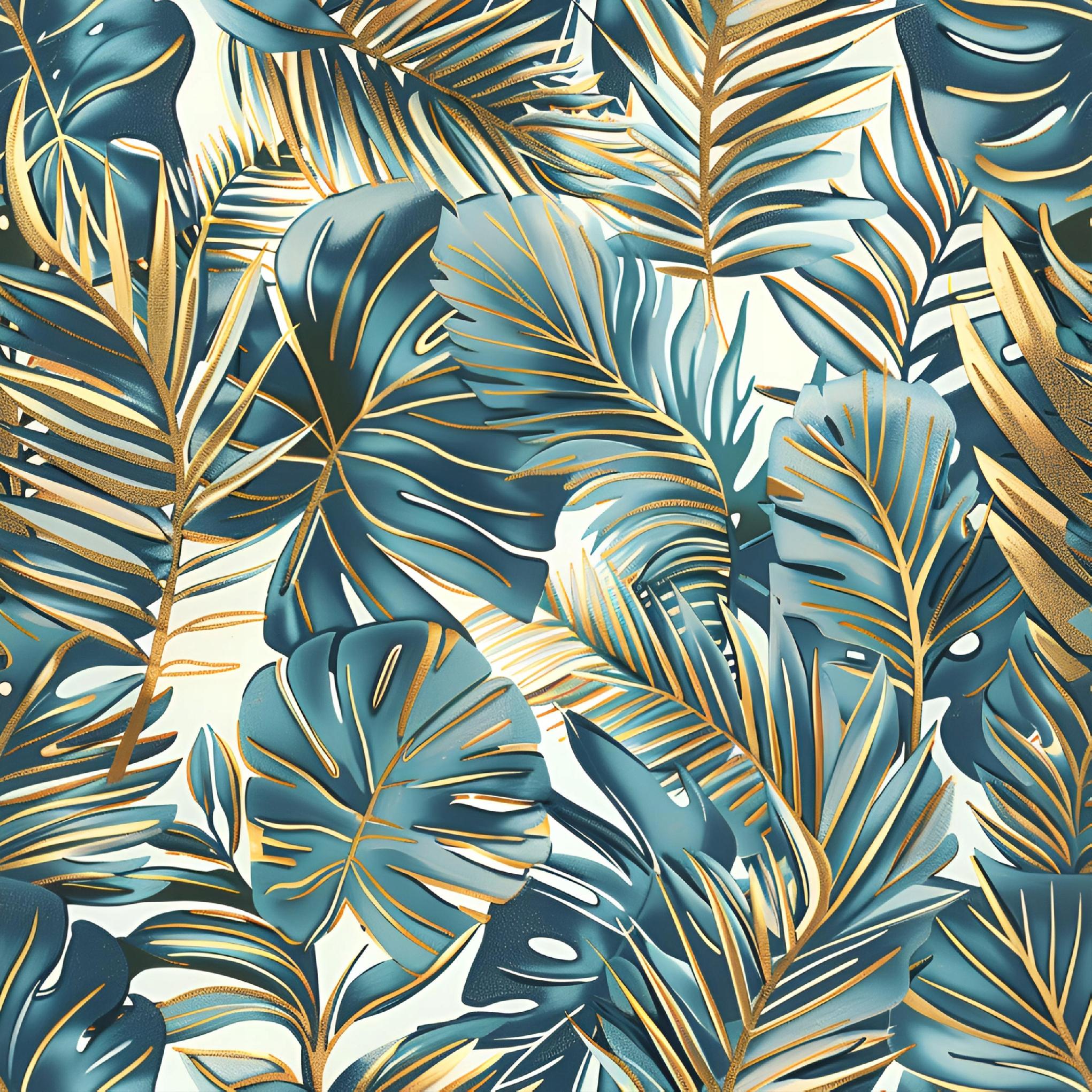 Tropical green leaf wallpaper on non-woven fabric for the living room or bedroom, sold by the roll