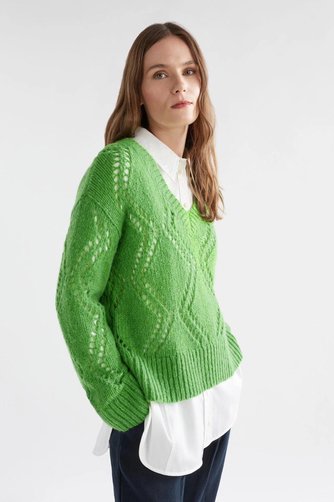 ‌Eco Argyle Crop Knit