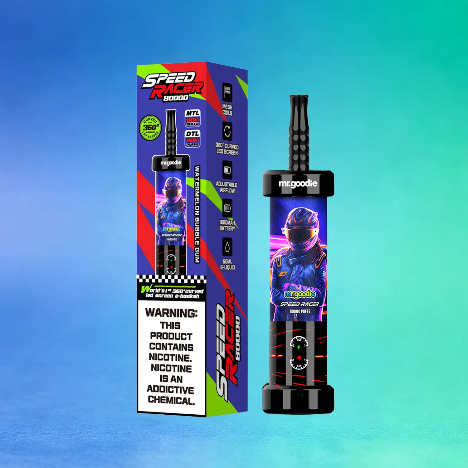 Mr. Goodie Speed Racer 80K 80000 Puffs Disposable Vape Dual Mode Rechargeable LED Display E-Cigarette