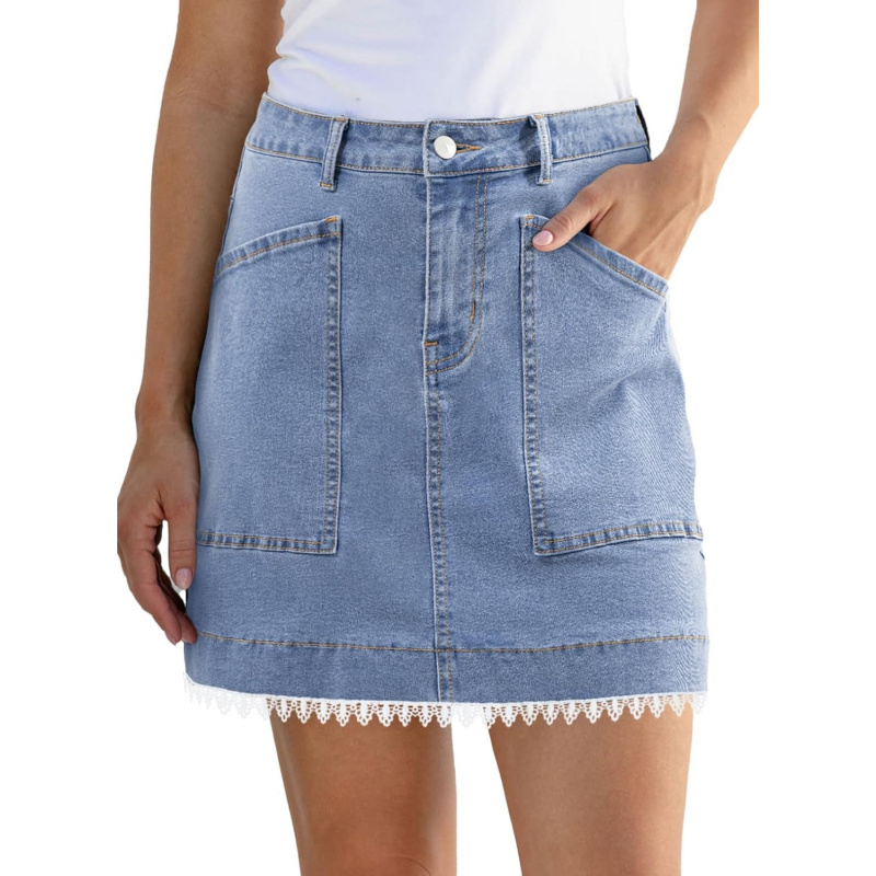 Women's High Waisted Jean Skirt