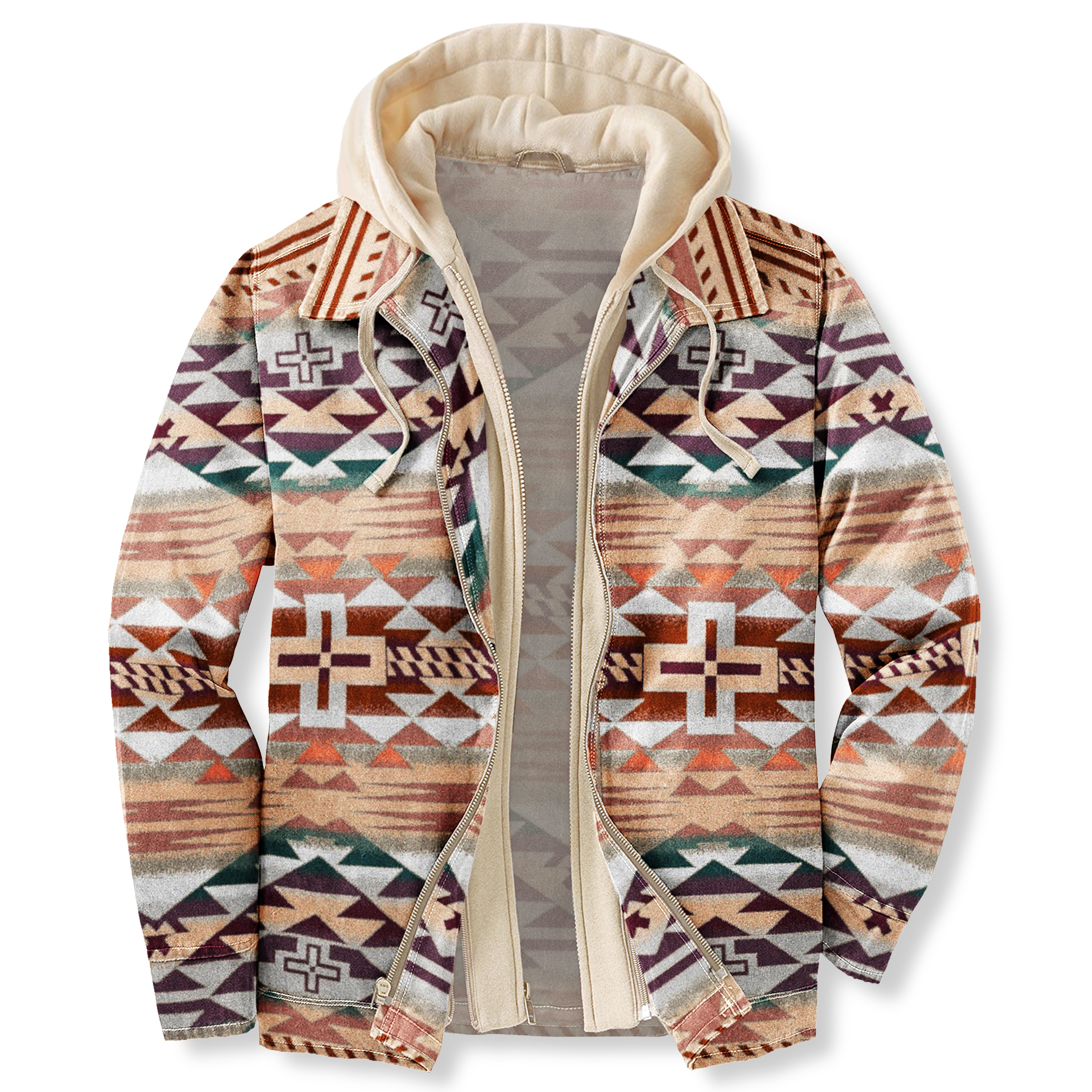 Men's Autumn & Winter Outdoor Casual Vintage Ethnic Print Hooded Jacket