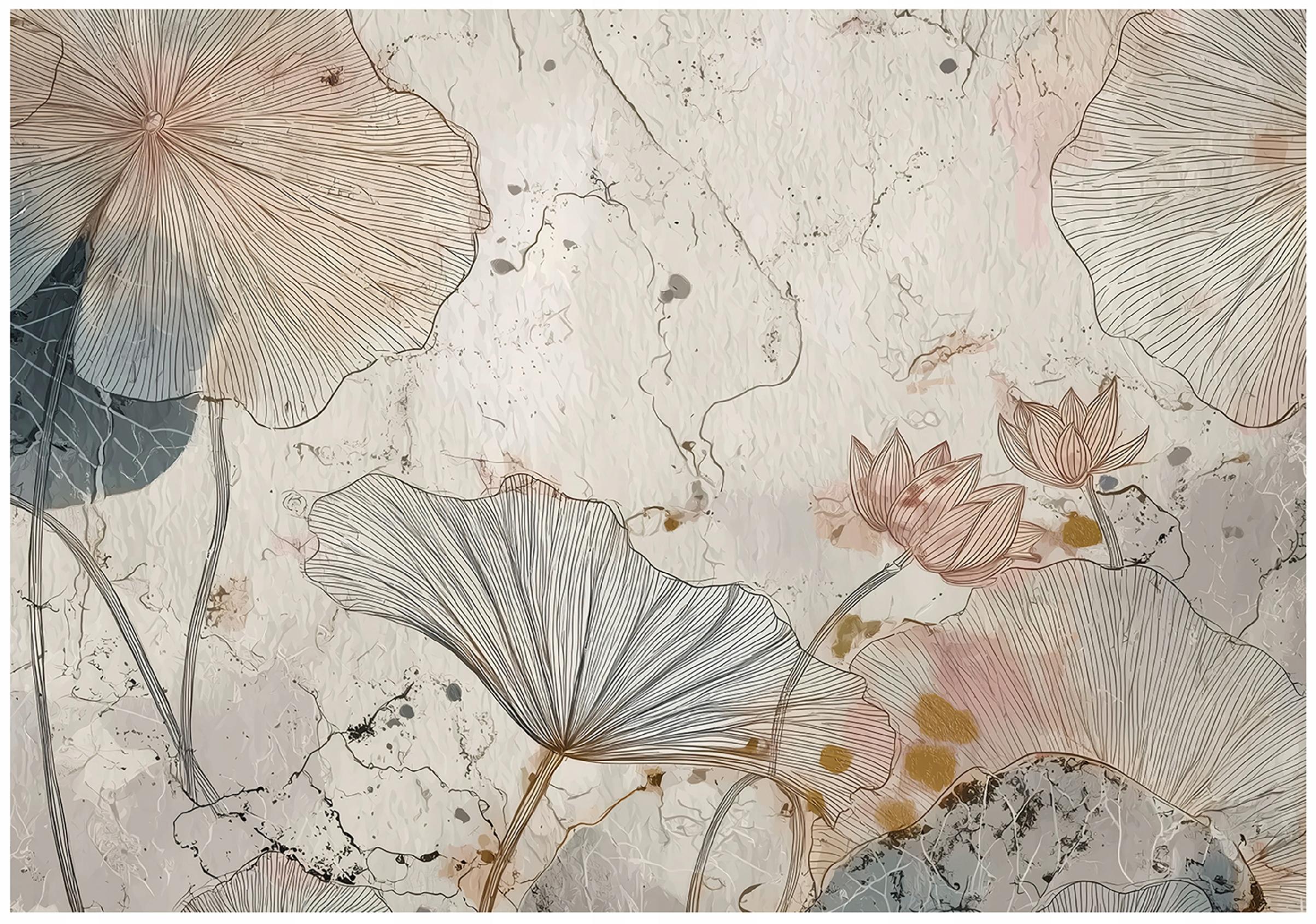 Abstract concrete flower wall mural for the bedroom or living room