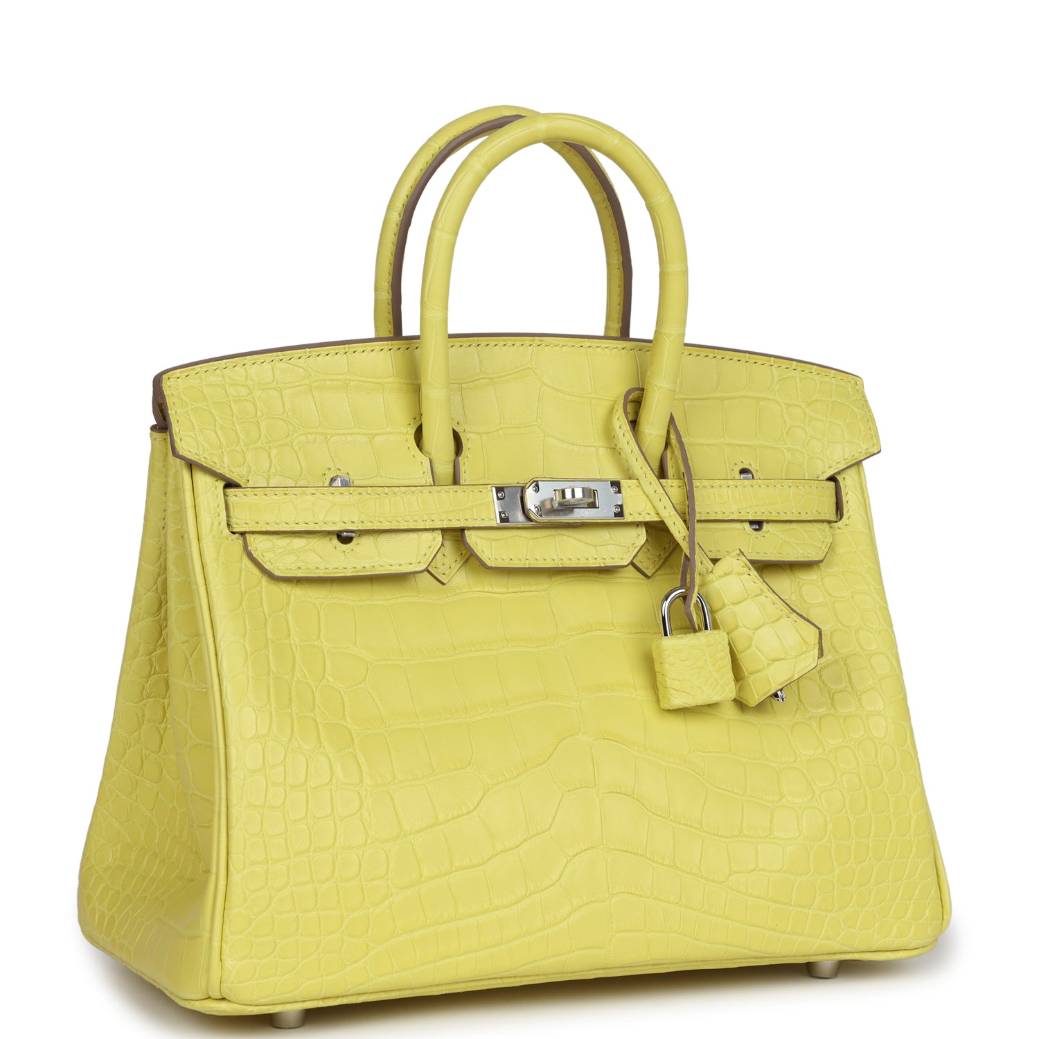 Birkin 25 Lime Matte Alligator Palladium Hardware