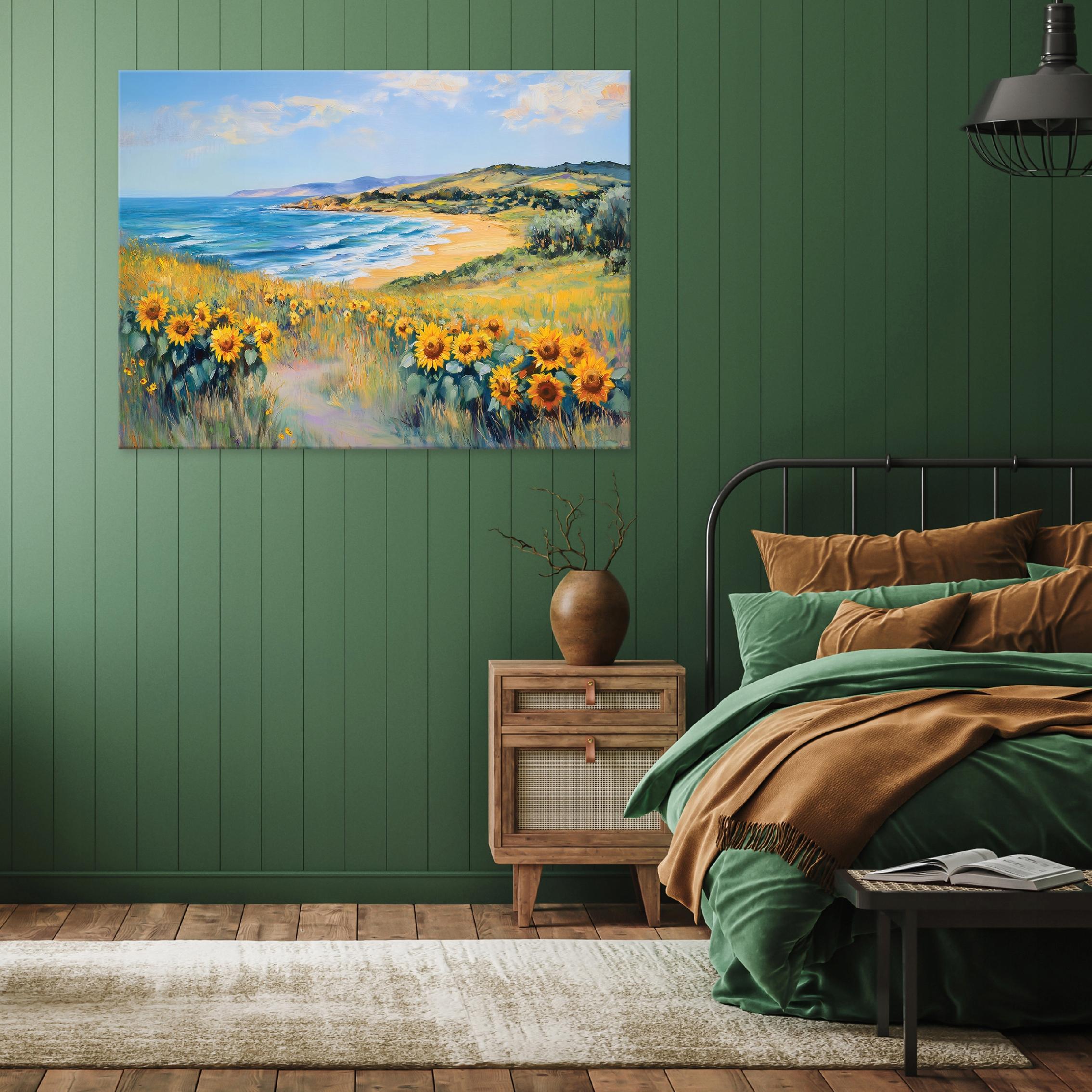 Sea landscape flowers nature painting for bedroom living room on canvas 40x30