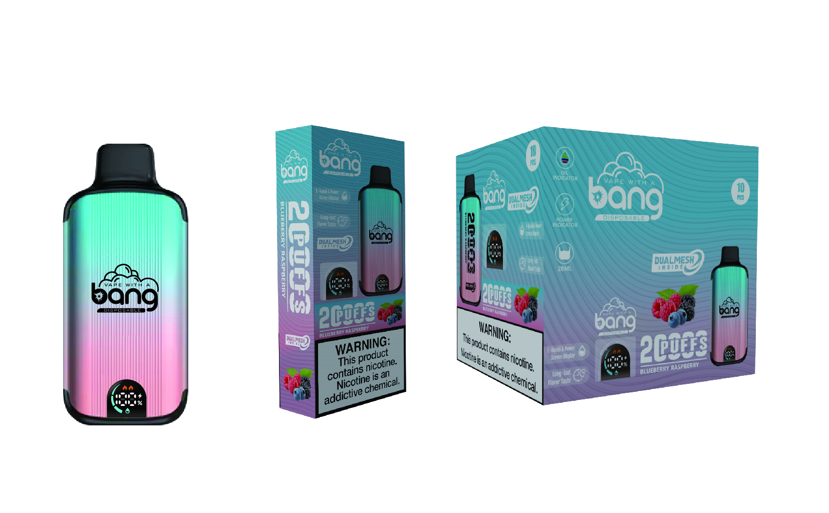 （3 pieces）Bang 20000 Puffs New Product LED Display Disposable Vape
