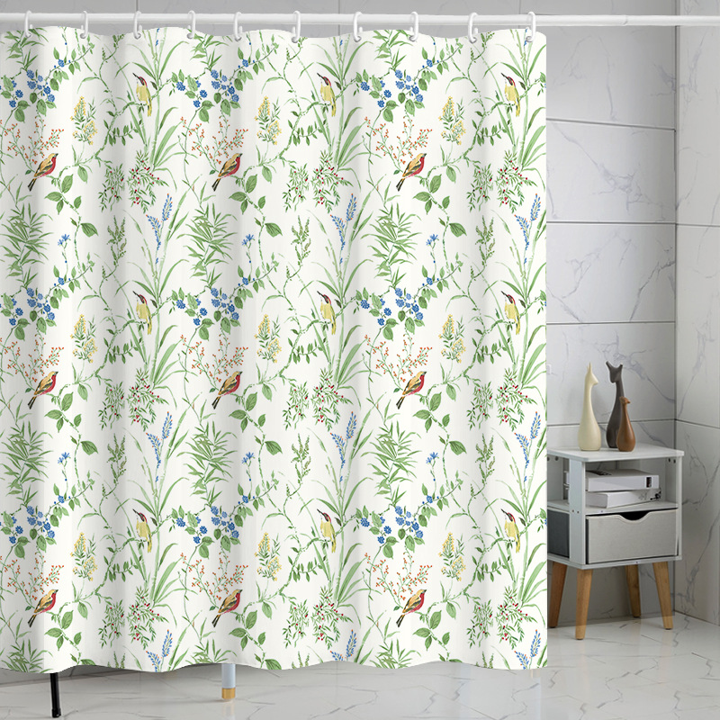 Digital printing watercolor ink flower simple geometric shower curtain waterproof and moisture-proof sanitary interval