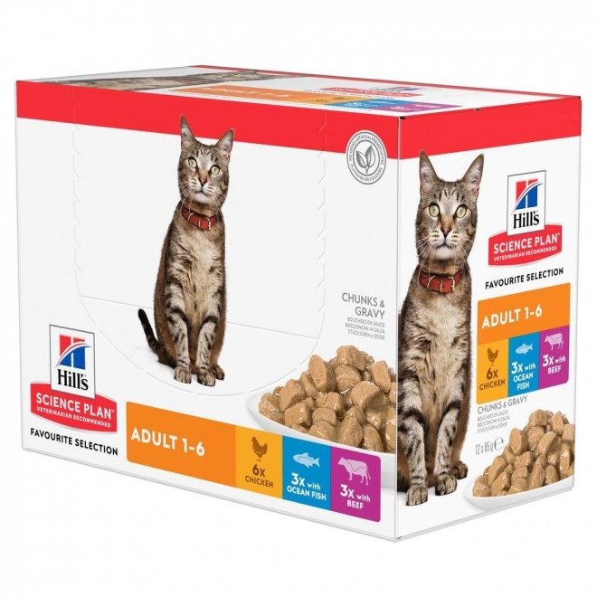 Hill's Science Plan Cat Adult Chicken, Beef & Ocean Fish 12x85 g