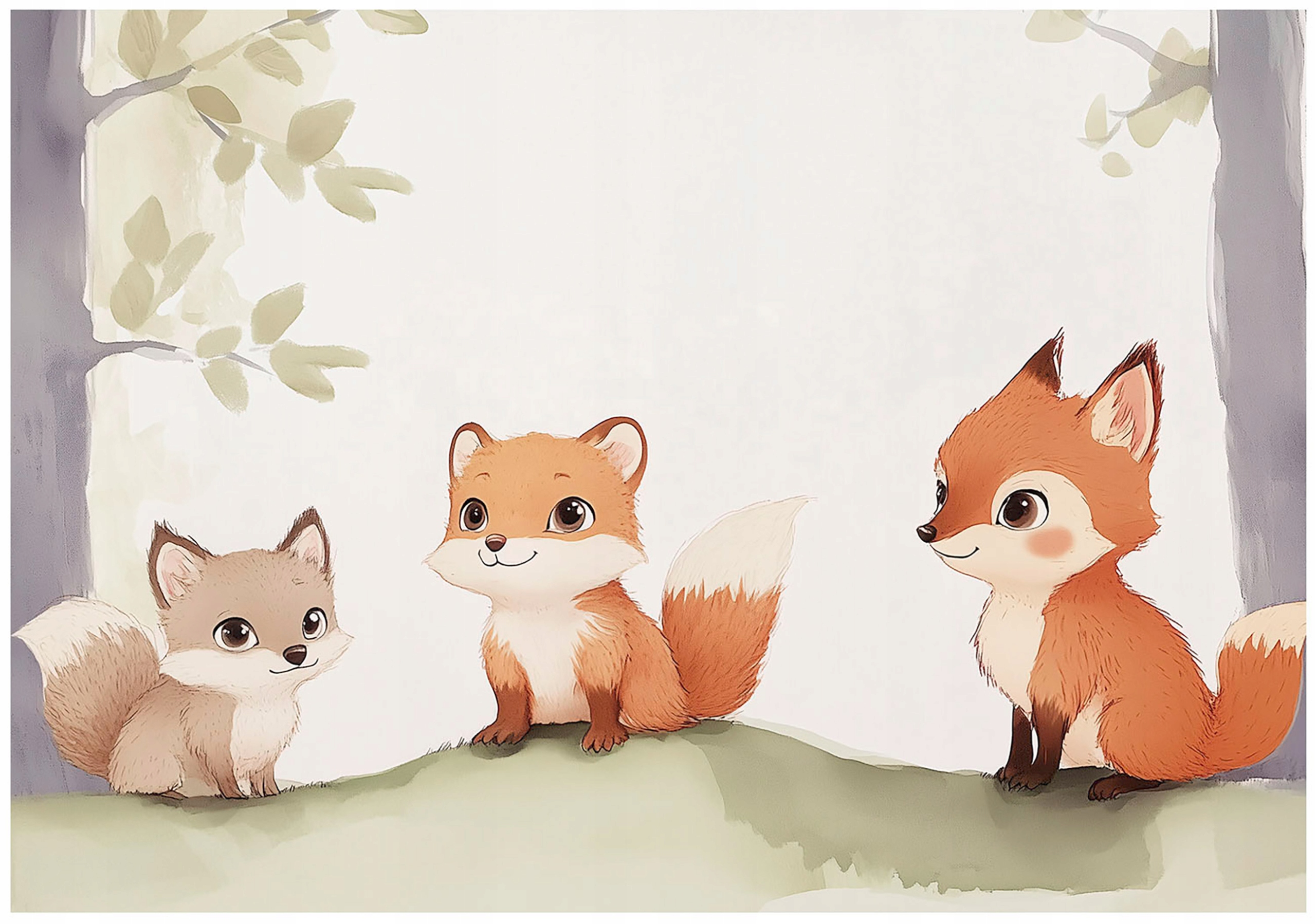 Photo wallpaper for children, animals, foxes, wallpaper for a child's room,