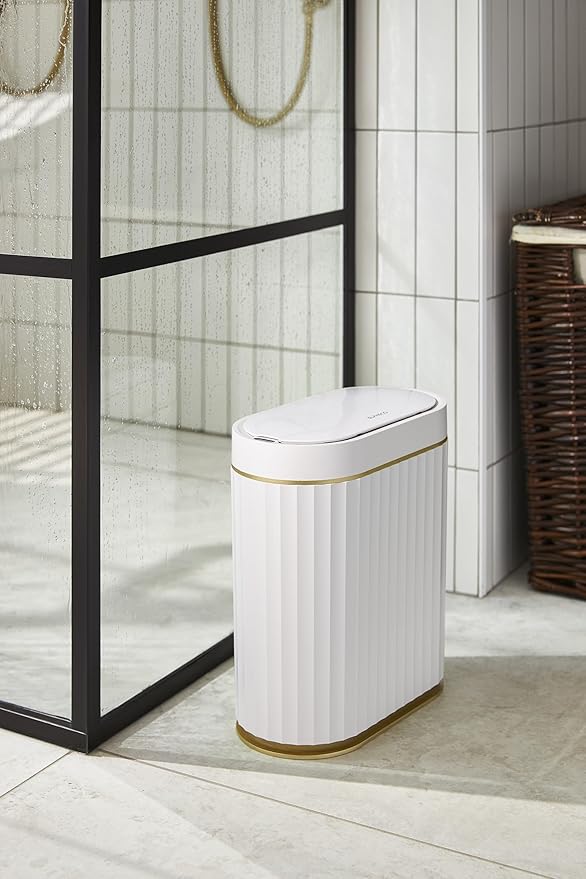 SMARTTOSS Black Bathroom Trash Can with