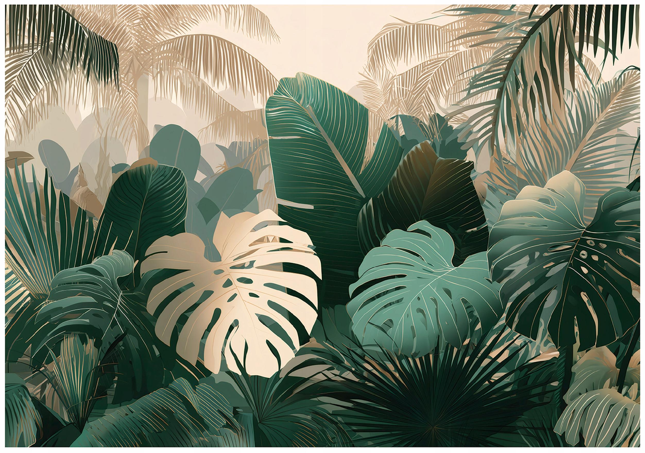 Monstera leaves wall mural, jungle, bedroom, living room, non-woven wallpaper,