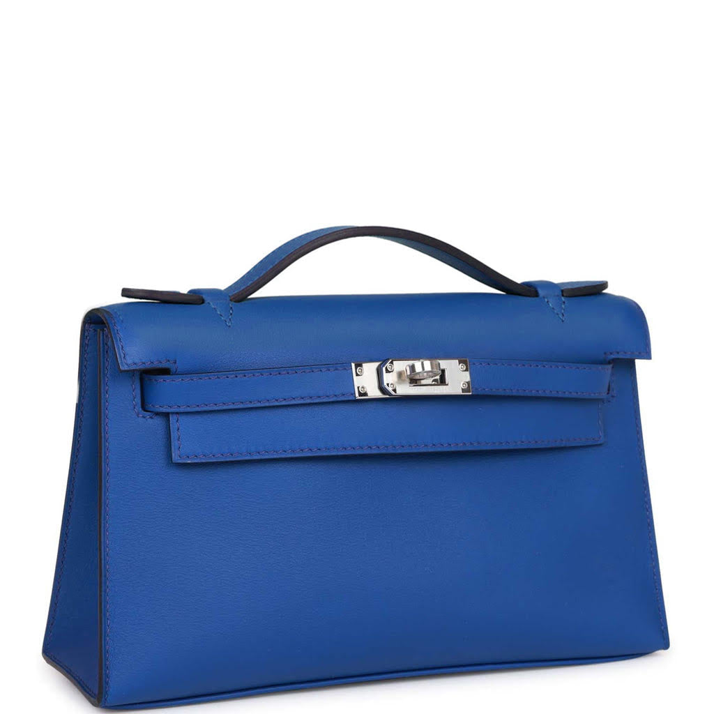 Kelly Pochette Bleu Royal Swift Palladium Hardware