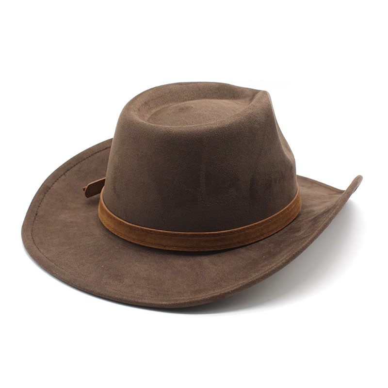 Men's Western Buckled Band Wide Brim Suede Cowboy Hat