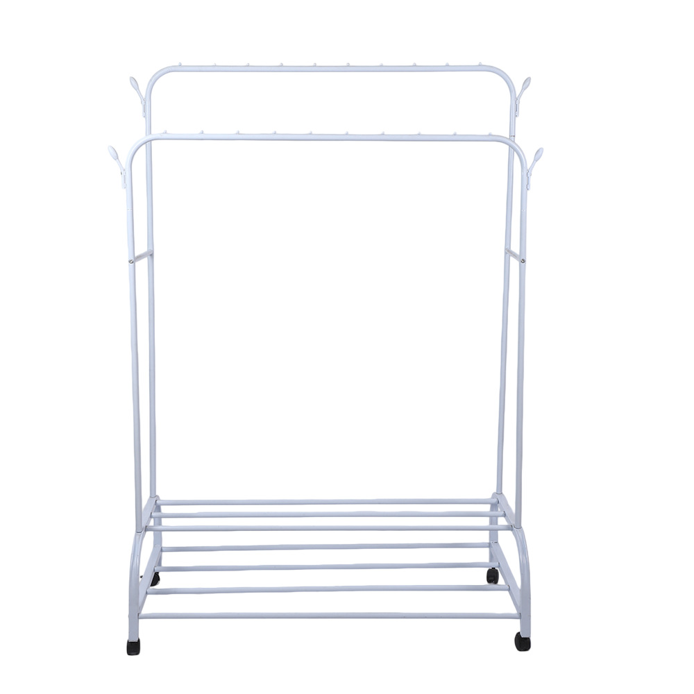 Double-pole clothes hanger balcony bedroom floor hanging clothes hanger dormitory small clothes, shoes and hats rack