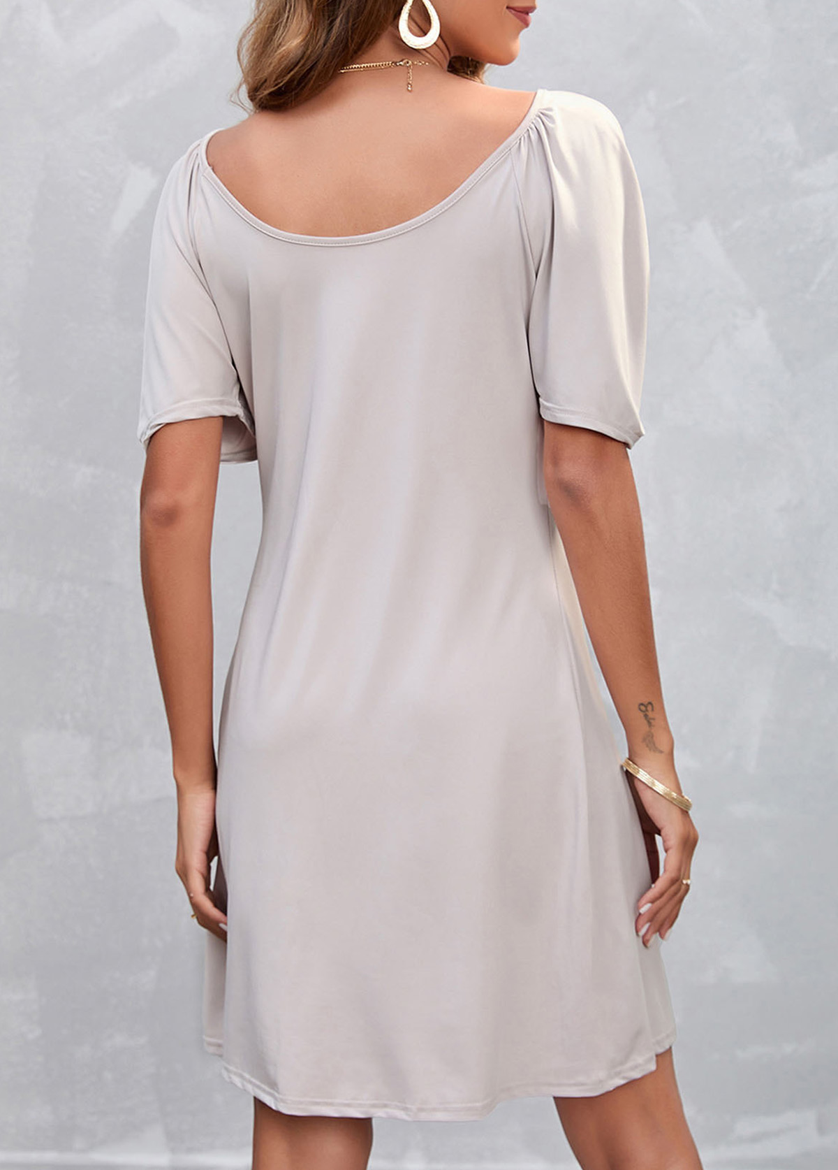 Fold Light Grey Cold Shoulder Dress