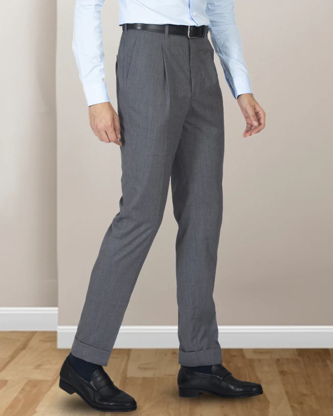 Wool Pants: Plain Mid Grey