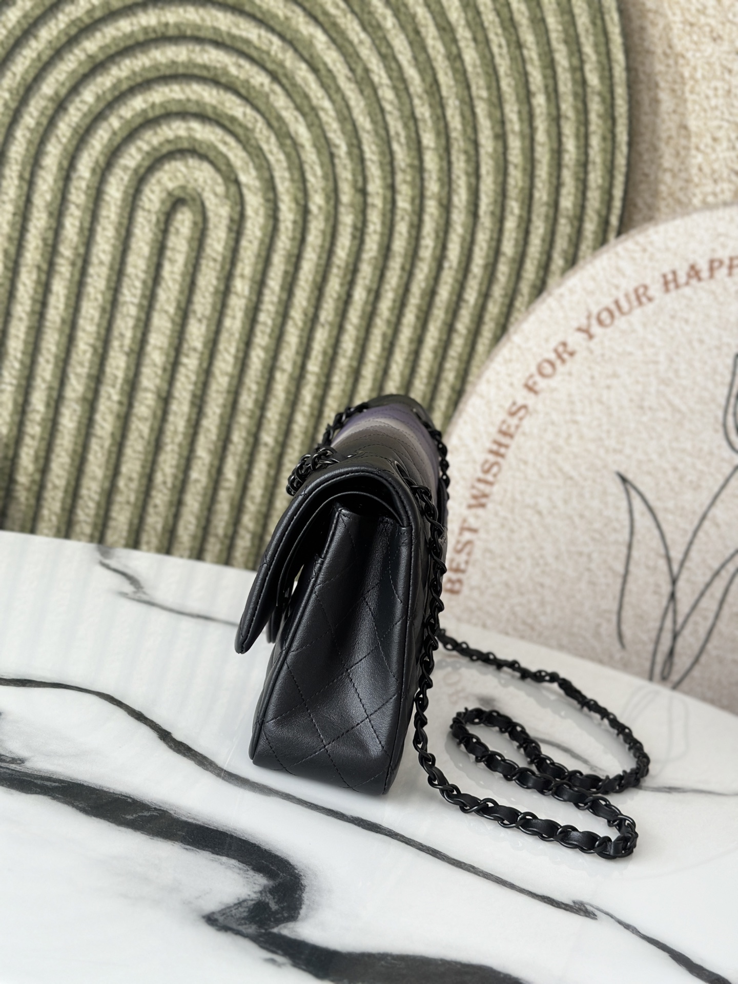 Classic Flap Medium Bag in Gradient Ombre Purple Lambskin with So Black Hardware (Model A01112) - Mocuir