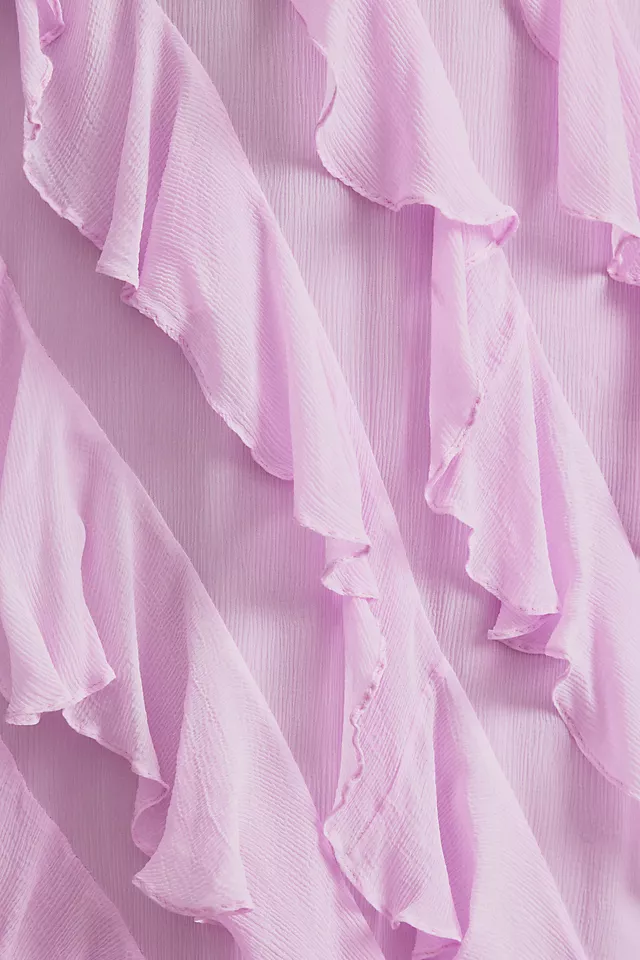 Chic Bias-Cut Ruffled V-Neck Gown LILAC