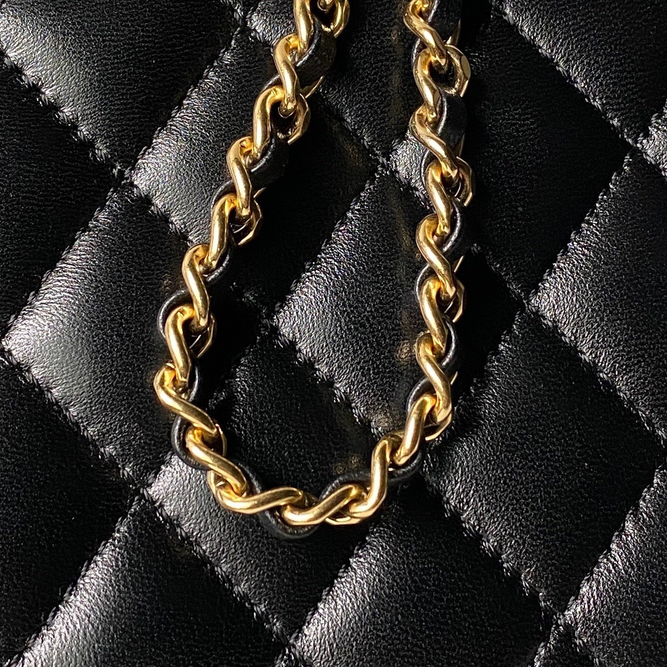 Mini Top Handle Flap Messenger Bag in Black Quilted Lambskin with Light Gold-Tone Hardware - Mocuir