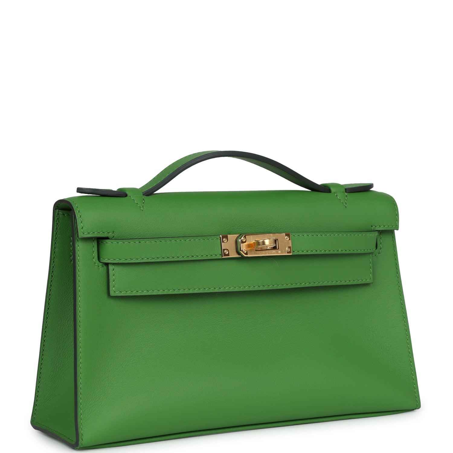 Kelly Pochette Vert Yucca Swift Gold Hardware