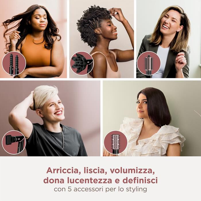 SHARK - STYLER ASCIUGACAPELLI FLEXSTYLE COMPLETE SET-Nero e Rosa Gold