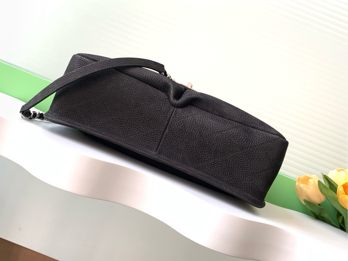 Classic Jumbo Flap Bag in Black Quilted Caviar Leather with Silver-Tone Hardware - Mocuir