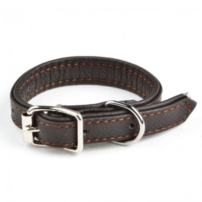 Feel Leather skinnhalsbånd med fôr brunt