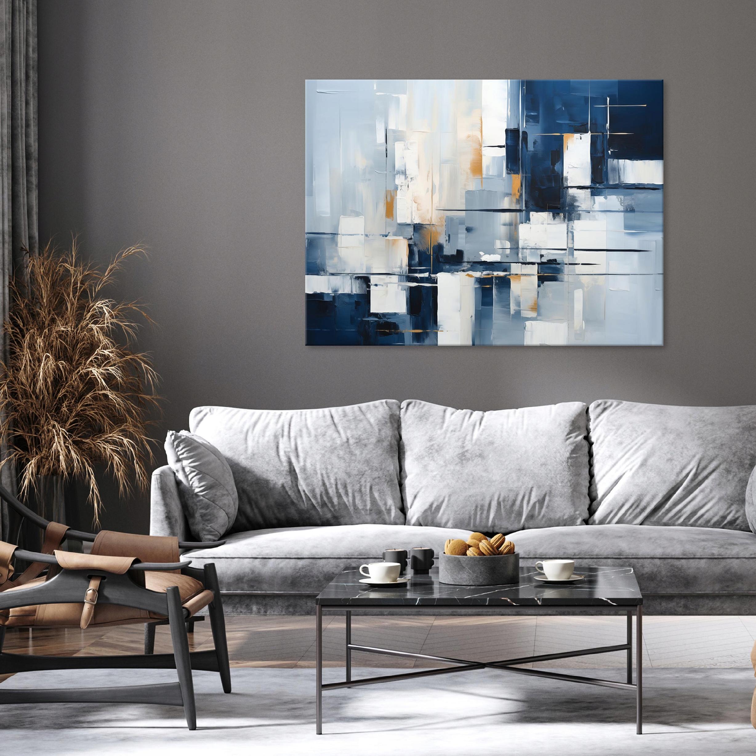 Abstract blue painting for the living room or bedroom on canvas, 40x30