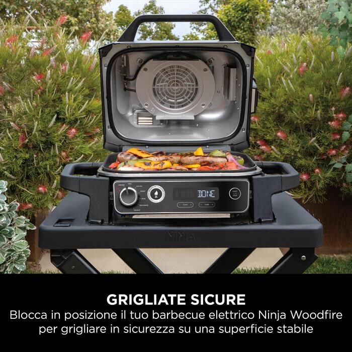 NINJA - Carrello pieghevole BBQ elettrico Woodfire-NERO