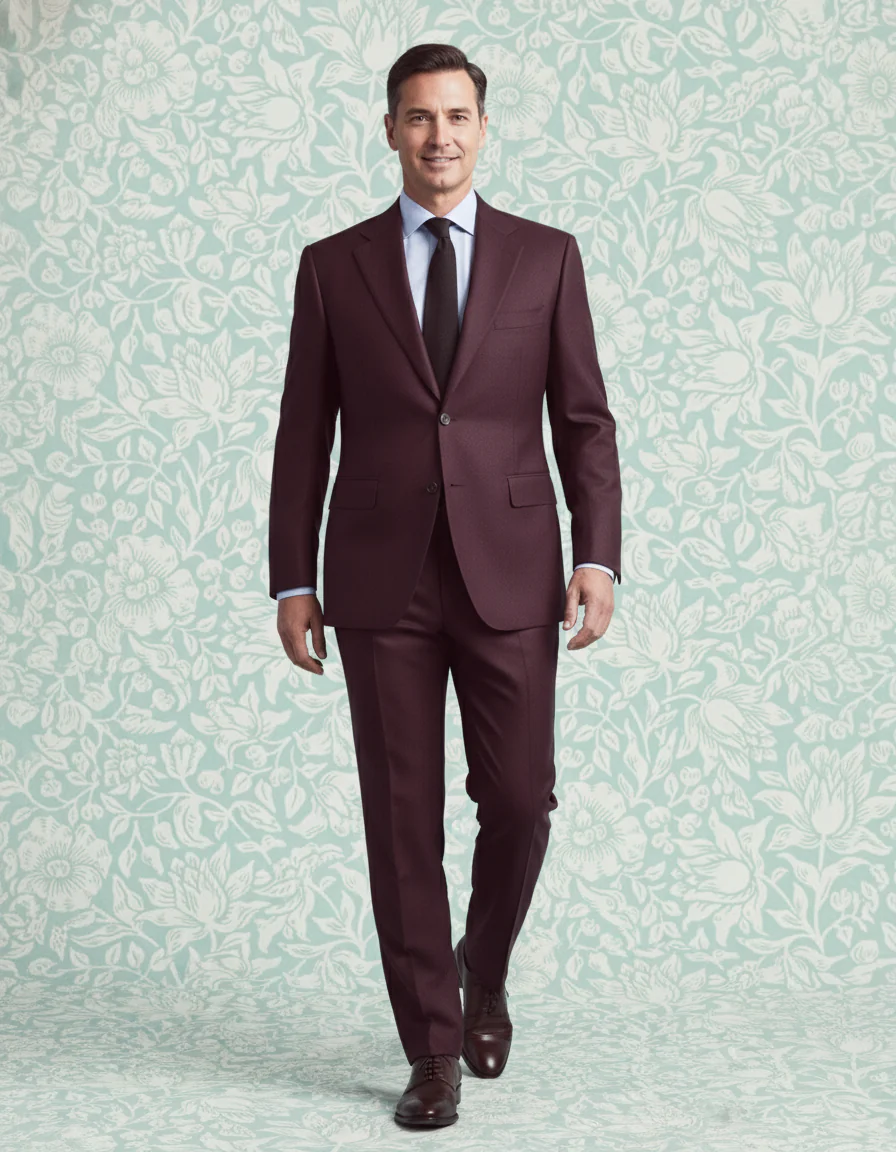 Maroon Wool Flannel Suit