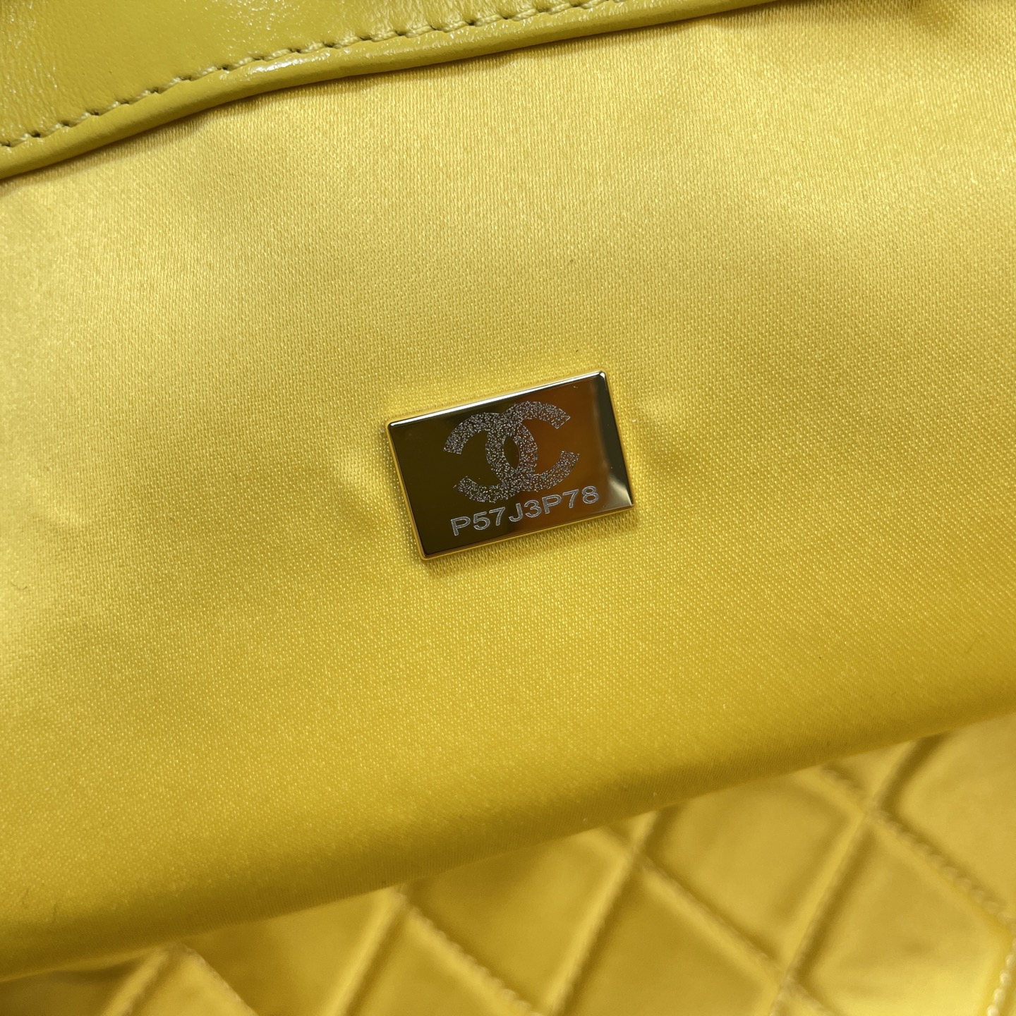 Large Straw & Lambskin Tote Bag with Pouch in Bright Yellow with Light Gold-Tone Hardware, 25C Cruise Collection - Mocuir