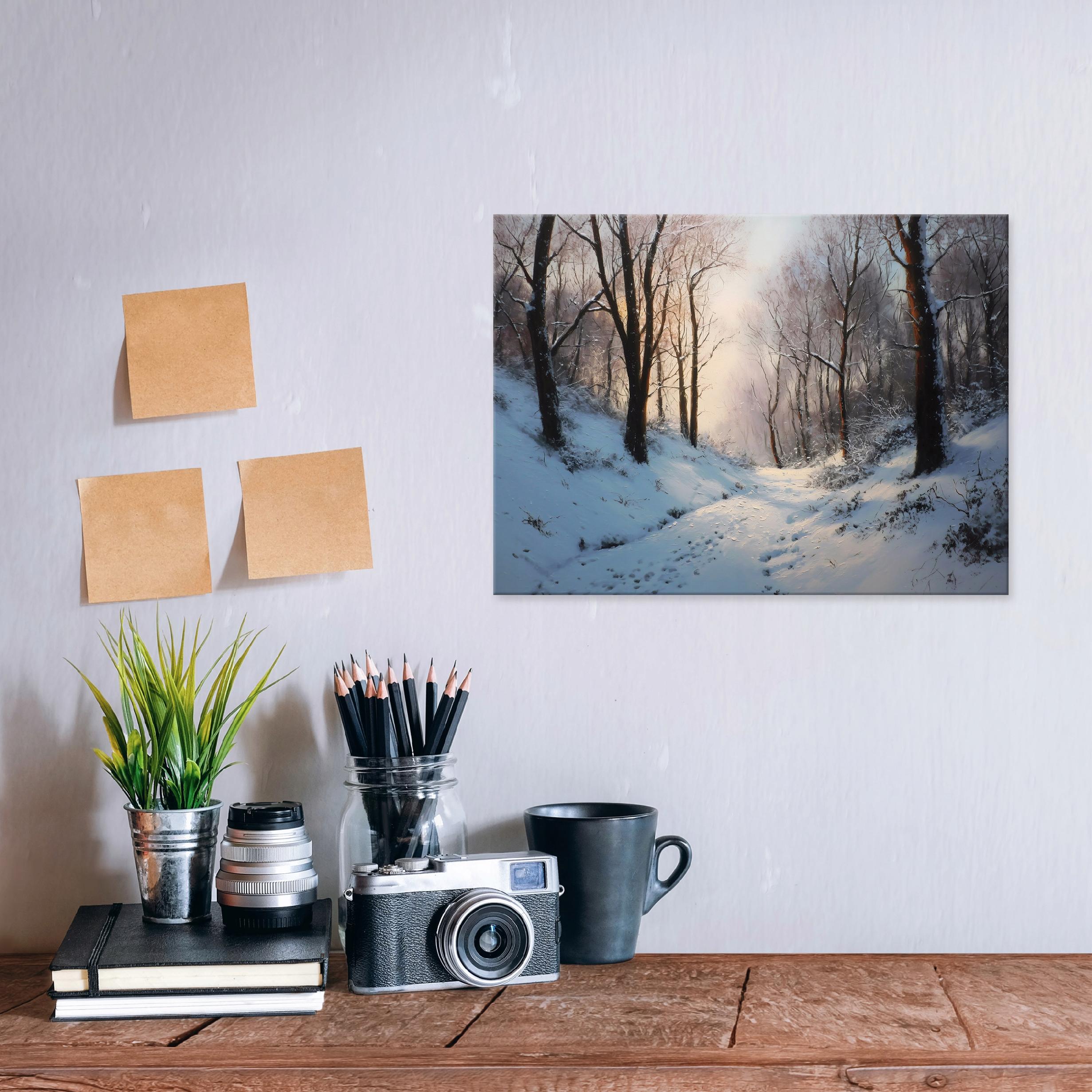 Winter forest landscape painting with trees for the bedroom or living room on canvas, 60x40