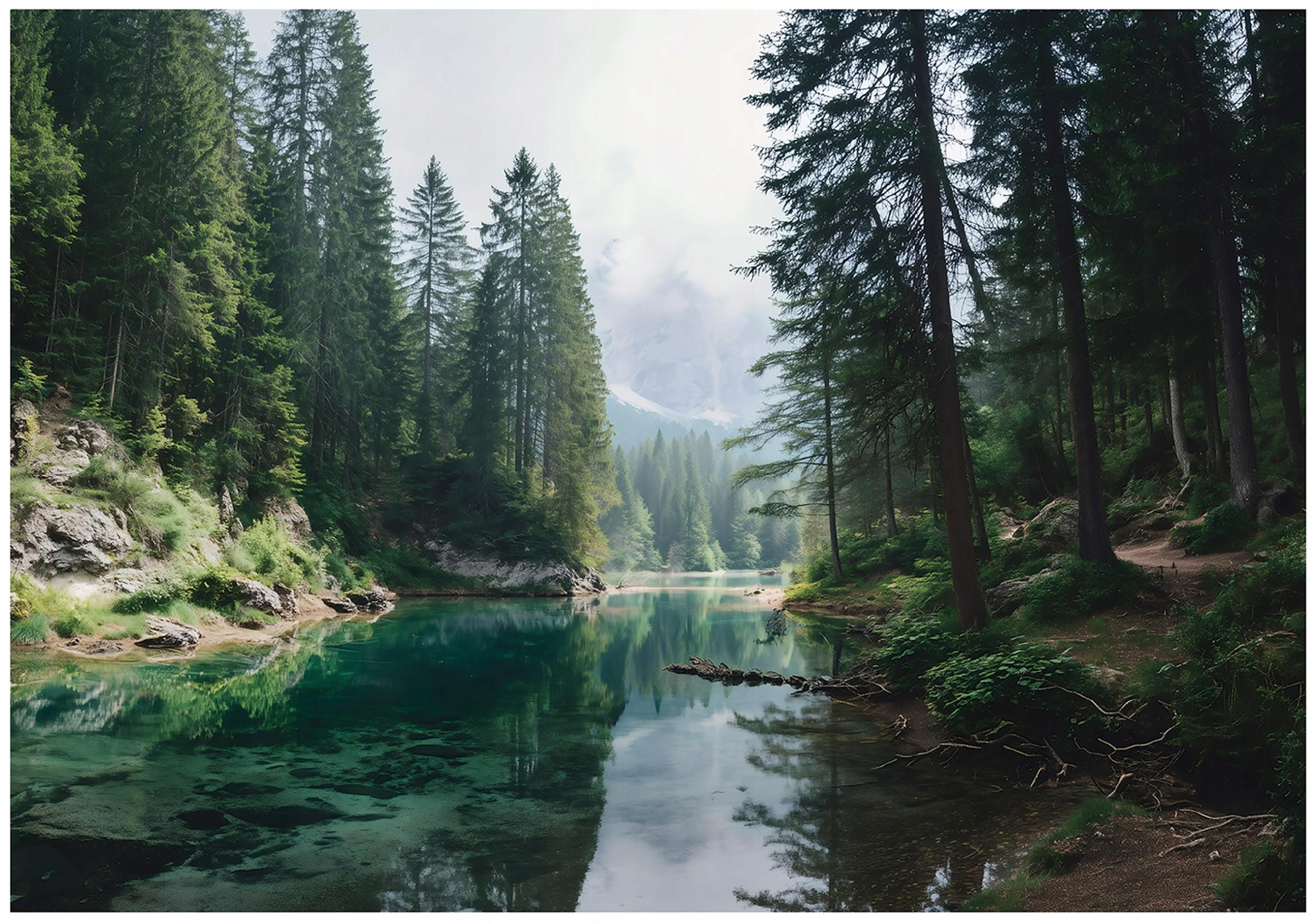 Wall mural forest river nature landscape bedroom living room wallpaper non-woven