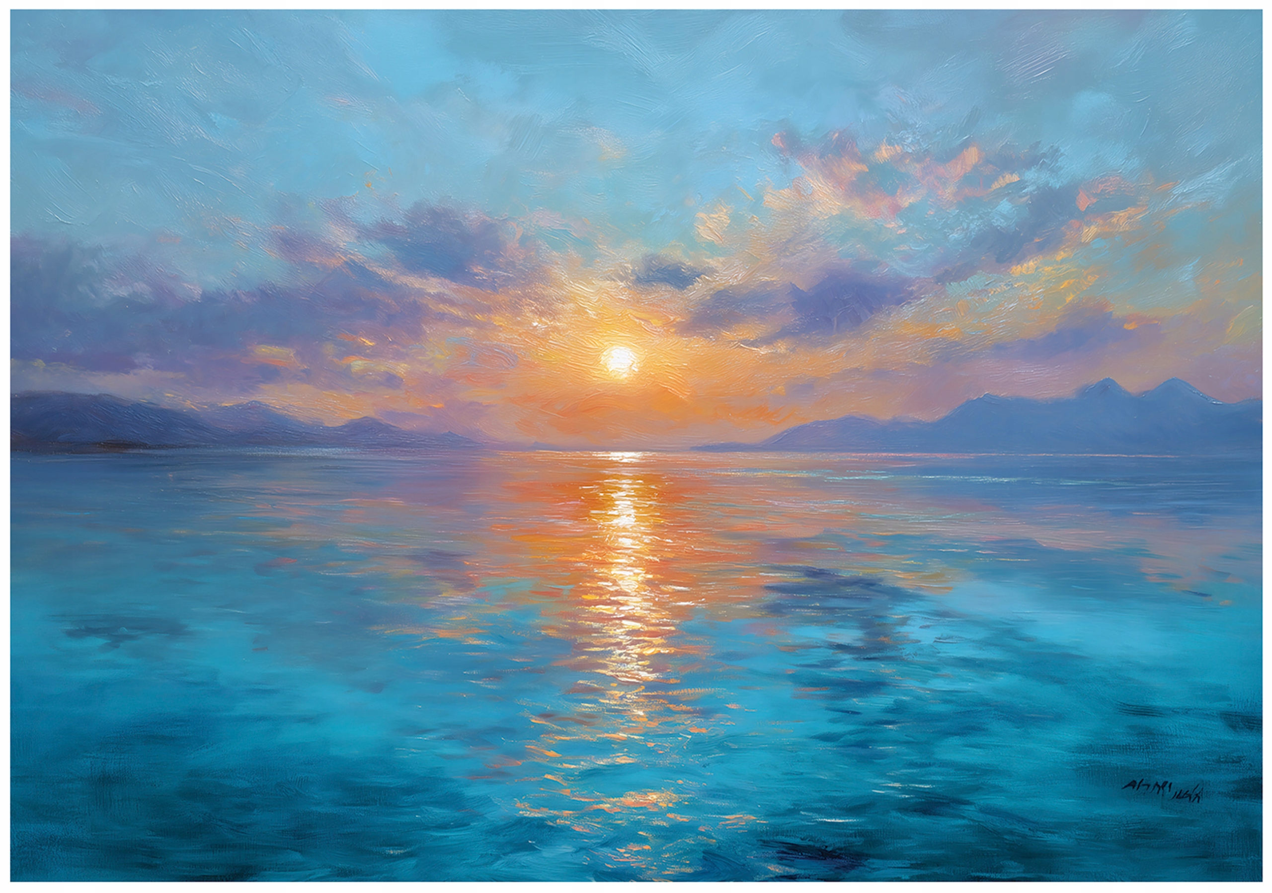 Ocean Landscape Wall Mural: Sun-themed Wallpaper for the Bedroom or Living Room (Non-woven, 150x105)