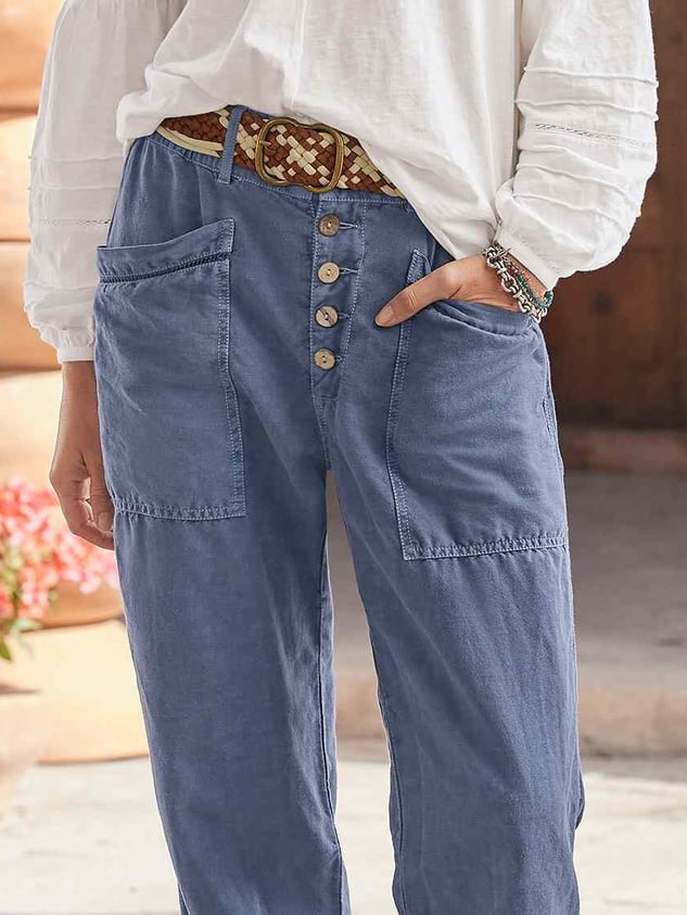 Loose Cotton Plain Casual Pants