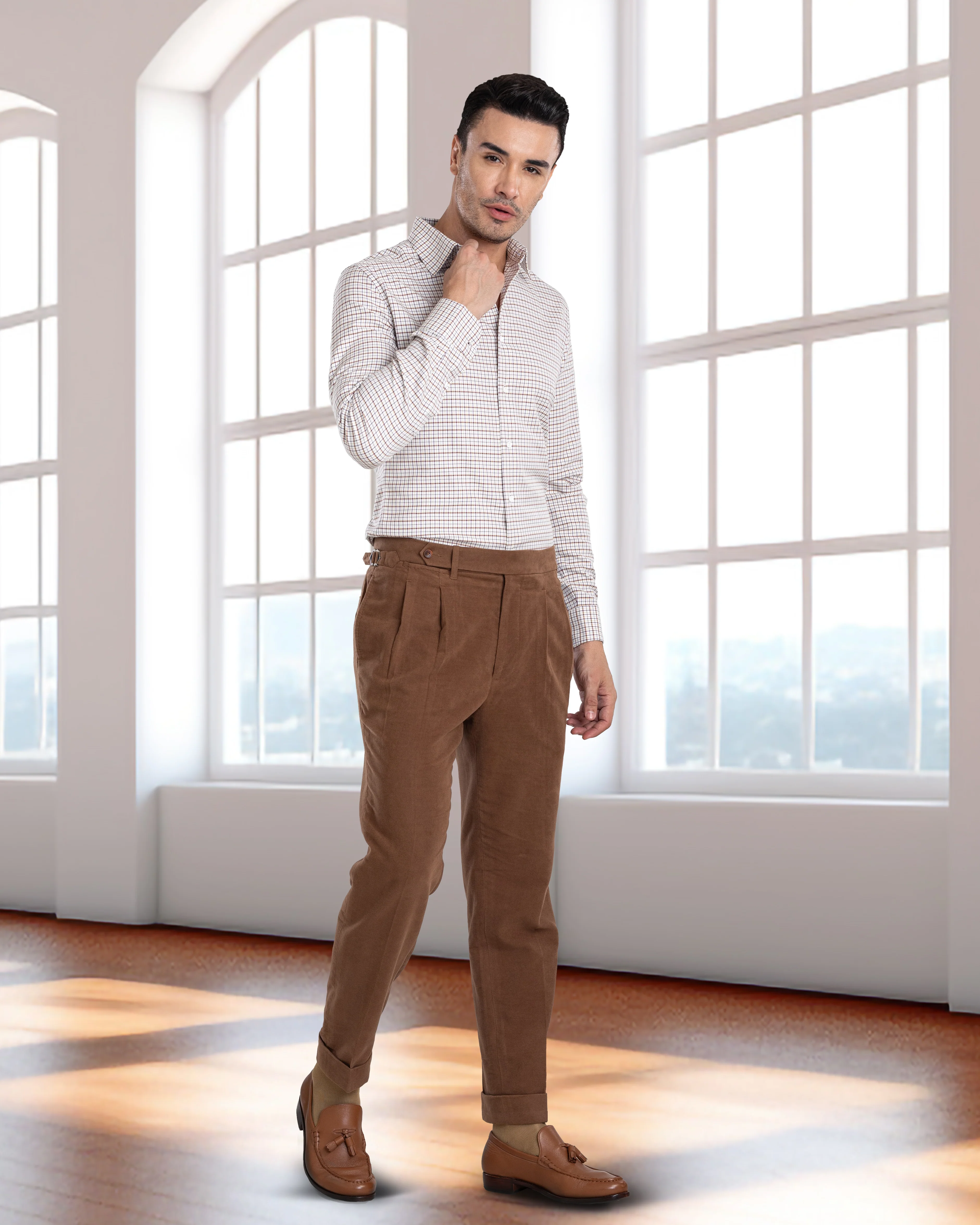 Brown Moleskin Dress Pant