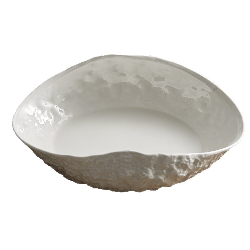 Rock pattern shell top-grade dinner plate, household ceramics, luxury large steamed fish soup hotel tableware tray.