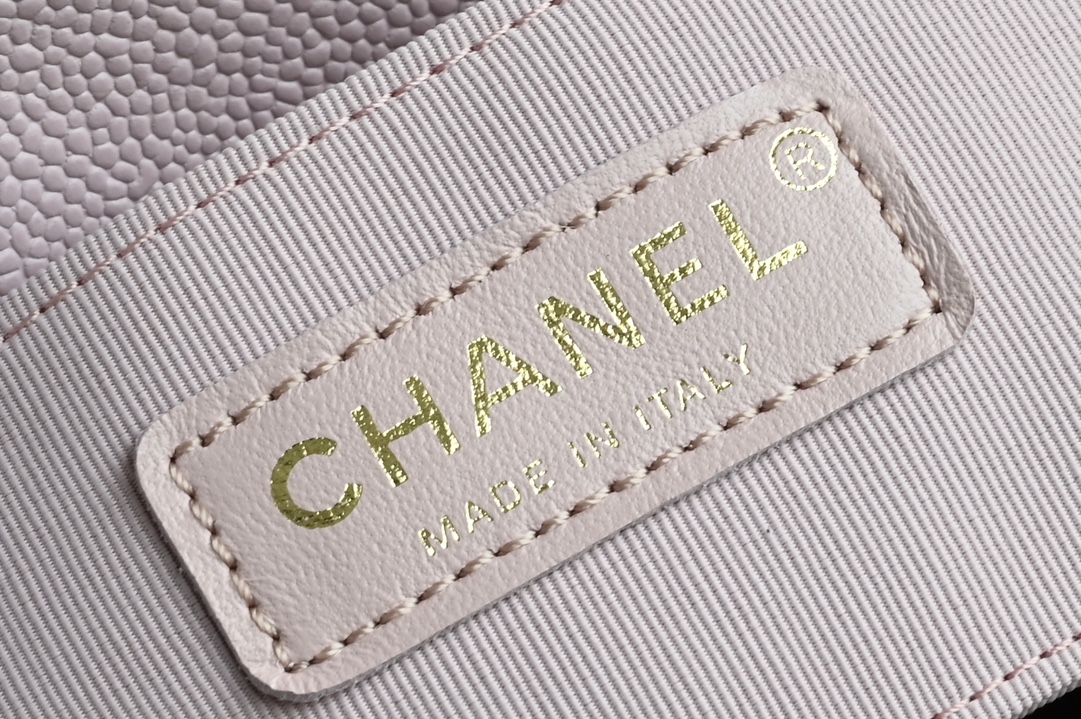 Duma Backpack in Light Pink Quilted Shiny Caviar Leather with Light Gold-Tone Metal (Model AS3857) - Mocuir