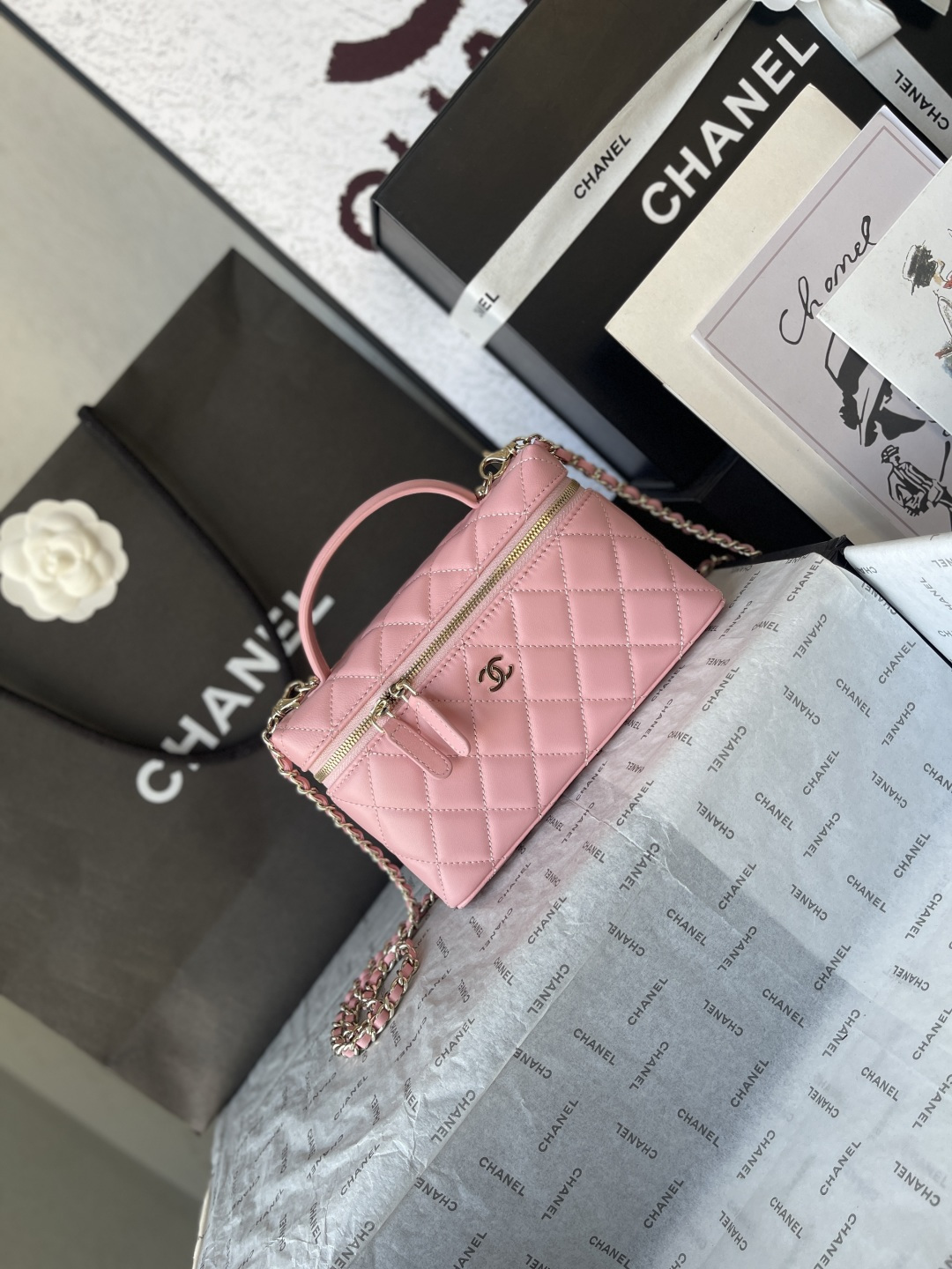 25C Classic Vanity Case with Chain（pink） - Mocuir