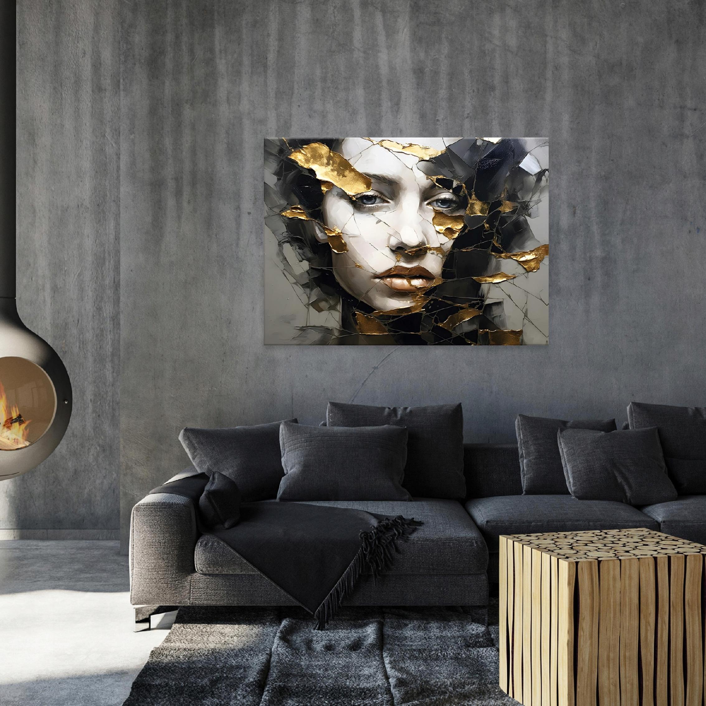 Painting woman face abstraction modern 60x40