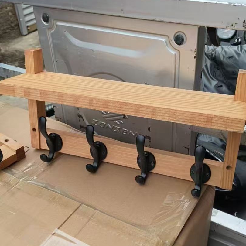 Spot wooden wall rack wall-mounted entrance door porch clothes bag finishing rack solid wood key rack