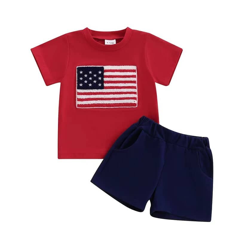 Short Sleeve American Flag Toddler Set
