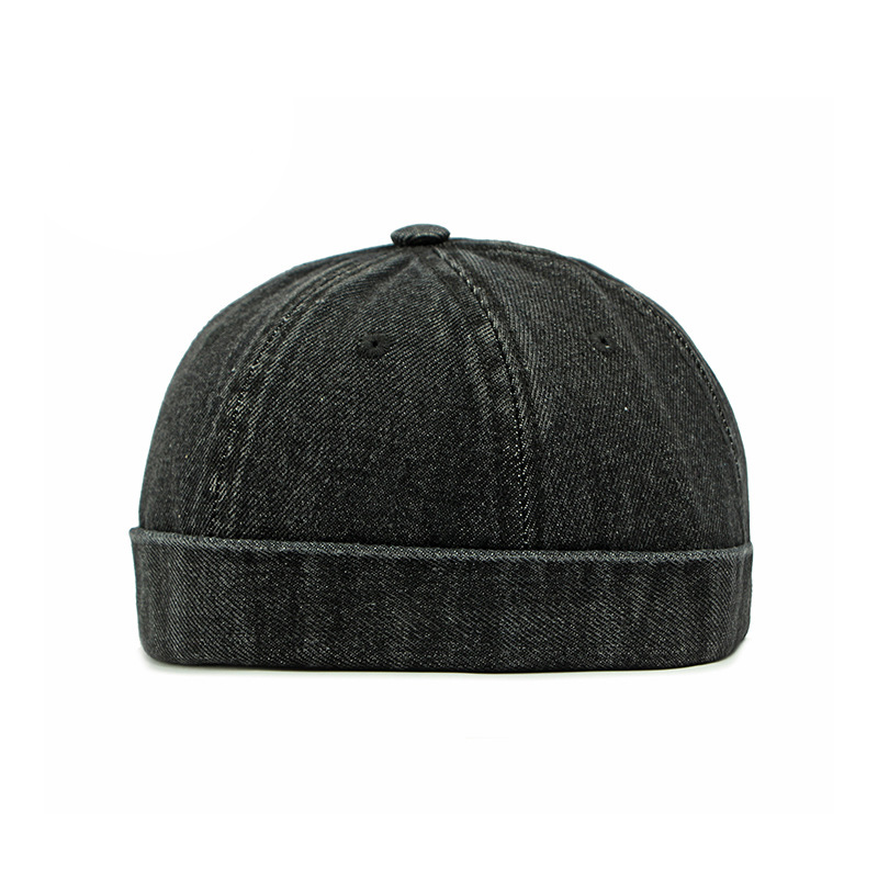 Men's Washed Denim Roll-Up Edge Docker Cap