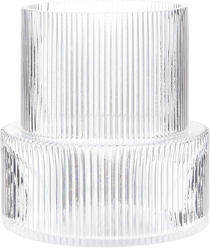 VASEA Ribbed Glass Vase, Flower Vase