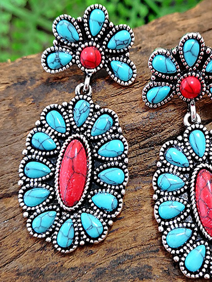 Red Vintage Alloy Earrings