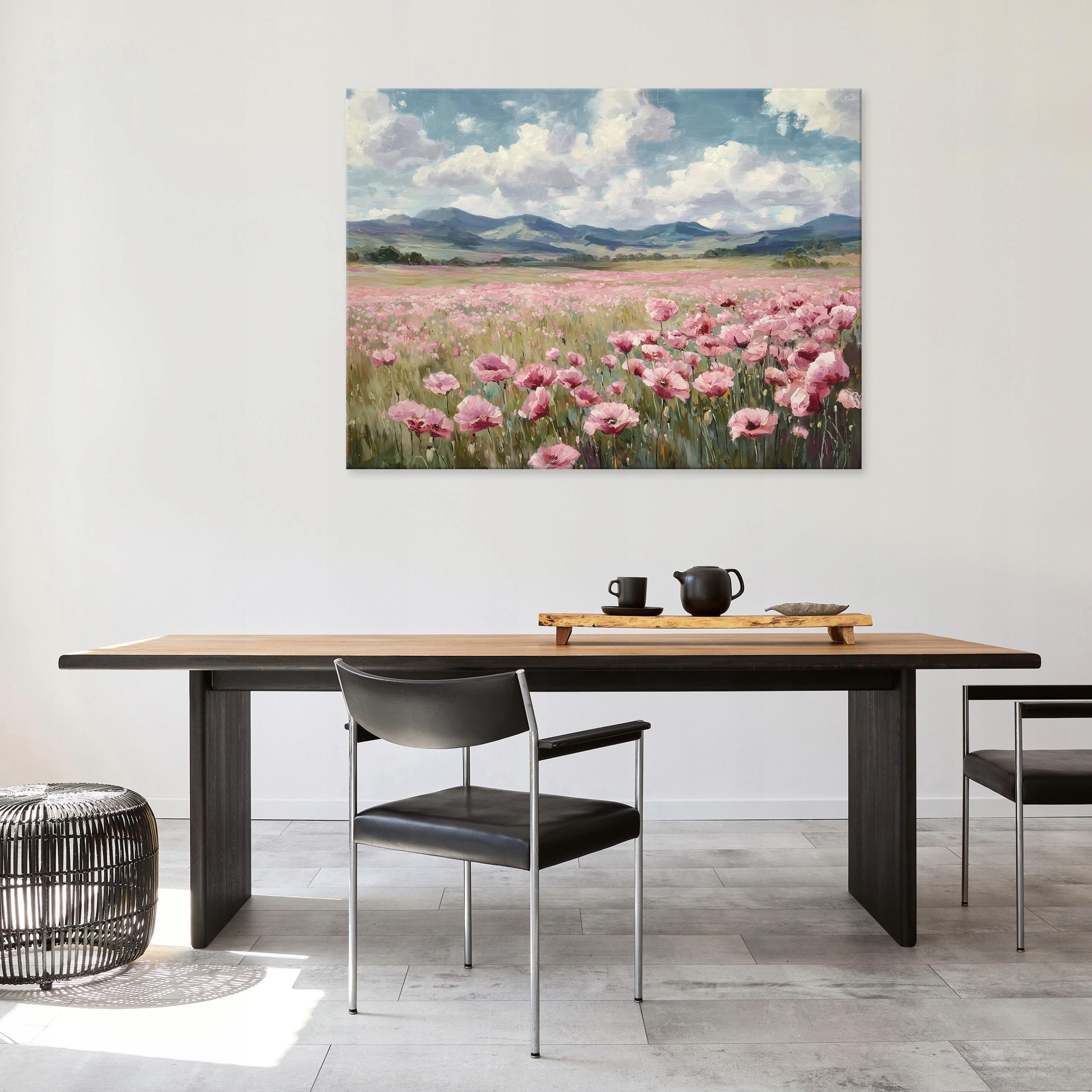Painting of flowers, a meadow, nature, and a landscape for the bedroom, living room, or kitchen, on canvas (40x30)