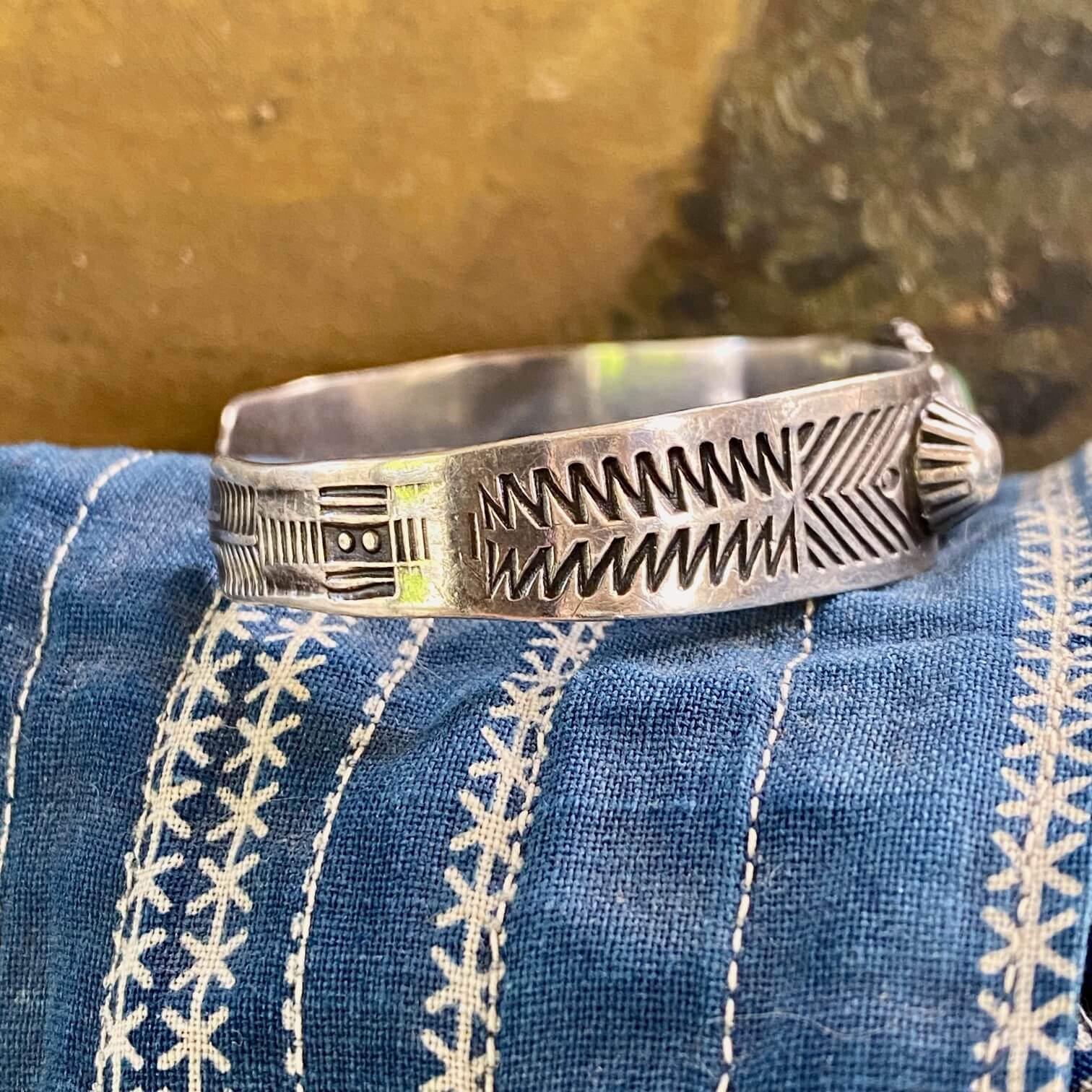 Early Navajo Turquoise Bracelet Sterling Silver Fred Harvey